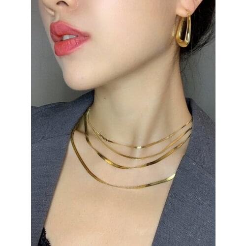 Titanium With 18K Gold Snake Chains Choker Necklaces Women Stainless Steel Jewelry Punk Party Designer Club Ins Rare Japan Hot