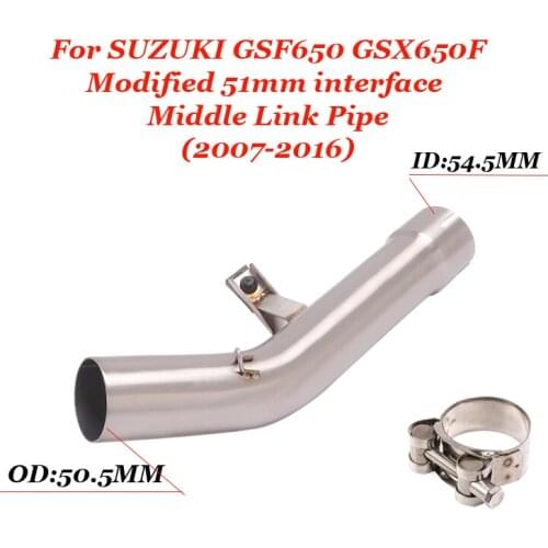 2007 2008 2009 2010-2014 2015 2016 Motorcycle Escape Exhaust For SUZUKI GSF650 GSX650F Modified 51mm interface Middle Link Pipe