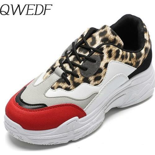 QWEDF 2019 Summer New Sneakers Woman Casual Bottom Thick Breathable Crawling Lace Up Shoes Walking Shoes Womens shoes K6-68