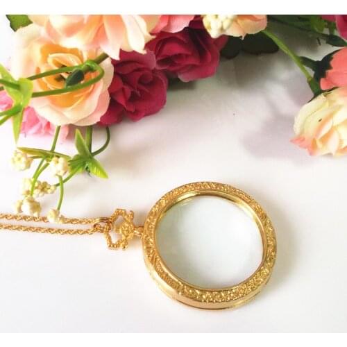 1PC 3x Portable Creative Present Magnifying Glass Fashion Necklace Reading Magnifier Pendant Necklace Decorative Gift Loupe