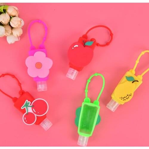 1PC Funny Fruit Silicone Mini Hand Sanitizer Holder Travel Portable Safe Gel Holder Hangable Liquid Soap Dispenser Containers