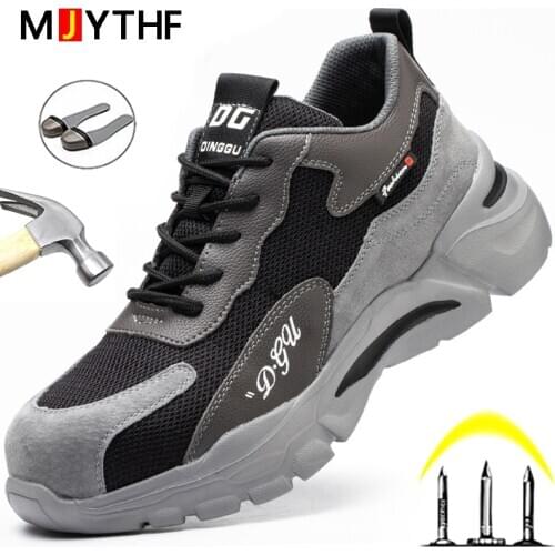 2021 Work Safety Shoes For Men Steel Toe Cap Work Sneakers Anti-Smashing Steel Toe Shoes Protective Shoes Safety Work Boots Male