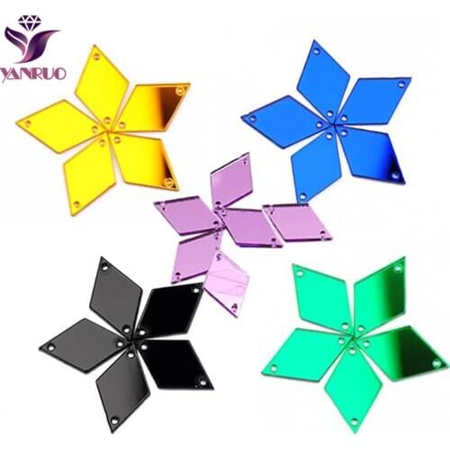 30pcs Rhombus Acrylic Mirror Sew on Patches Sew on Clothes Dance Dress Bling Stones Crystal DIY