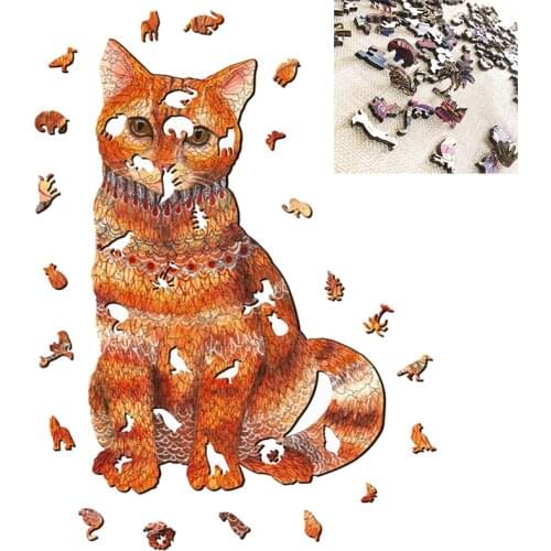 3d Wooden Puzzle for Wood DIY Lion Fox Crafts Animal Adults Children Shaped Christmas Gift Wooden Jigsaw Puzzle Hell Difficulty