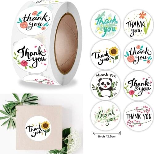 500pcs/roll 2.5cm Cute Panda Thank You Stickers Envelope Sealing Decoration Label Stationery Sticker