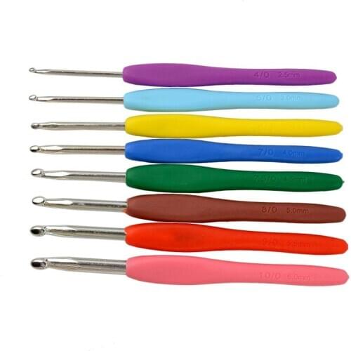 2017 New 8PC Mixed Metal Hook Crochet Template Kit TPR Aluminum Knitting Needles For Loom Tool Band DIY Crafts