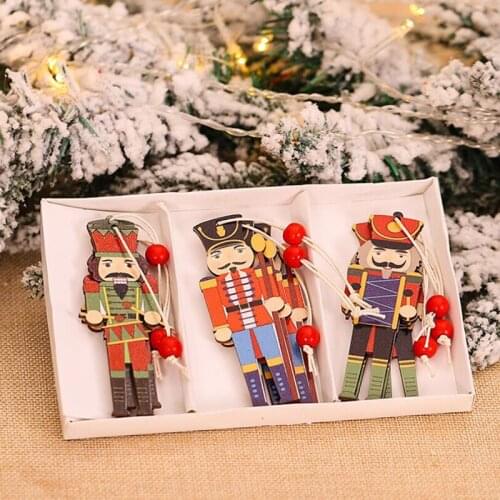 9PCS/Box DIY The Nutcracker Soldier Christmas Wooden Pendants Ornaments Wooden Craft Xmas Decorations Xmas Tree Hanging Gifts