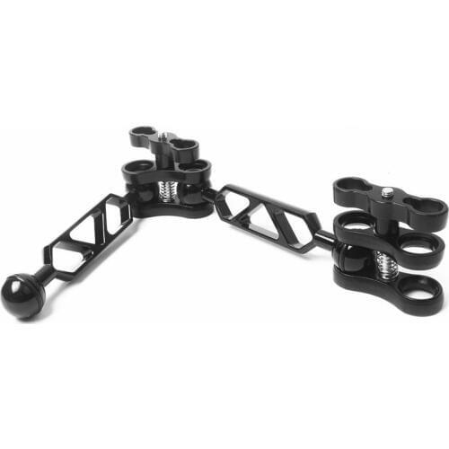 Aluminum Alloy Scuba Diving Light Torch Dual Ball Joint Arm And 2 Butterfly Clip Clamp Mount For Underwater Photography Camera