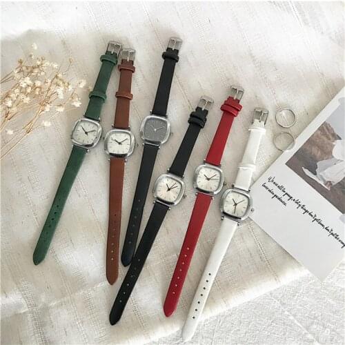 Retro Square Women Watches Fashion Drop Shipping Quartz Watch Ladies Vintage Leather Wristwatches Simple Small Woman Clock