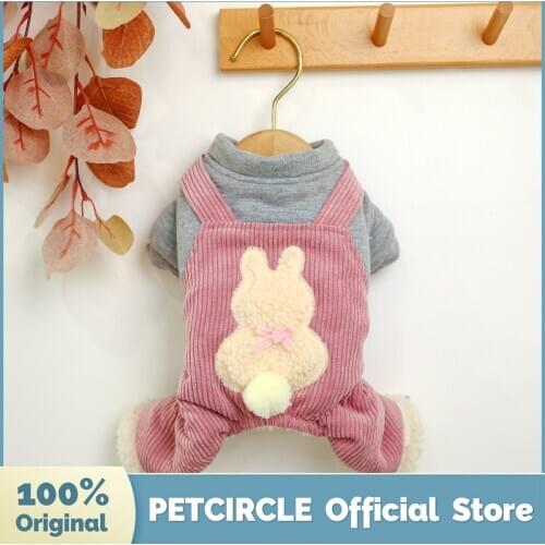 PETCIRCLE Puppy Dog Clothes Cute Little White Rabbit Warm Overalls Jacket Fit Small Dog Cat Winter Pet Costume Clothes Dog Coat