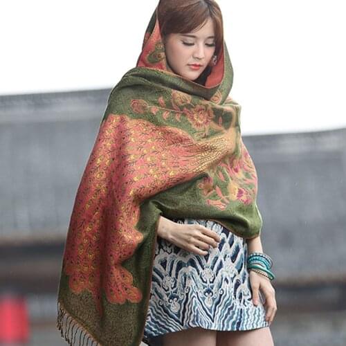 Elegant Women Cashmere Pashmina Scarf Fashion Print Floral Shawl Wrap foulard female Hijab Stole Scarves Plus Size