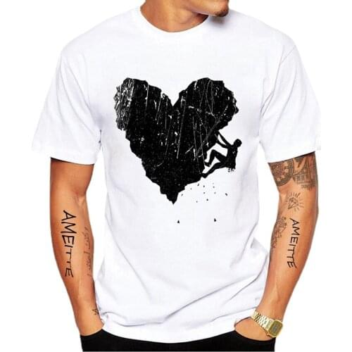 Peak of Love Print T-Shirt New Summer Men Short Sleeve Harajuku Rock Climbing - Extreme Sports Sport Boy Casual White Tops Tees
