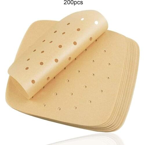 Hot New 200 PCS/Set Square Baking Paper Sticker Pad Paper Non-stick High Temperature Resistant Air Fryer Non-Stick Baking Tool