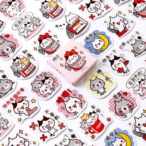 Candy poetry canned cat mini paper diary sticker Scrapbooking Decoration label 1 lot = 1 pack = 45 pcs retail