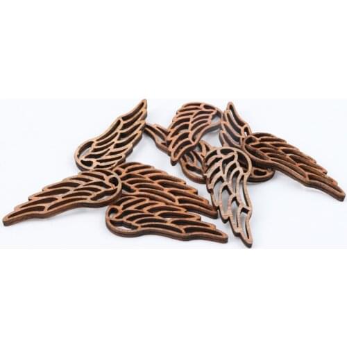 10Pcs Natural Color wing Wooden Ornament Scrapbooking Embellishments Home Party Decor Wood Craft 23x56mm