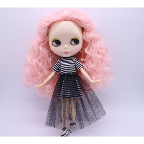 Joint body Nude Blyth Doll,pink hair Factory doll Suitable For DIY For Girls 1206