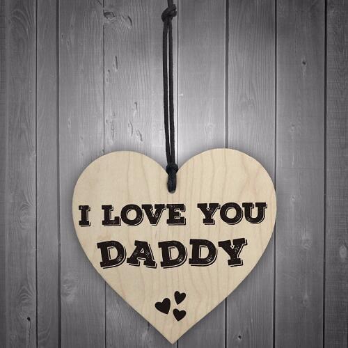 Meijiafei I Love You Daddy Wooden Hanging Heart Fathers Day Sign Dads Love Hearts Present