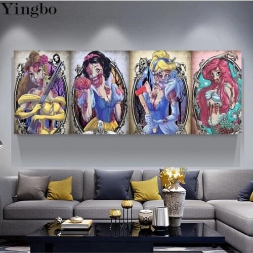 Cartoon Horror Girl 5D Diamond Embroidery DIY full circle square diamond painting cross stitch Mosaic Diamond Art Halloween Gift