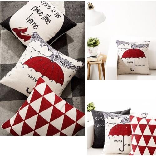 40/45/50/60cm red black printed pillowcase sofa geometric linen cushion cover wasit pillow covers decorative