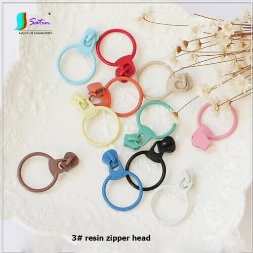 New Colorful Round Ring Handle Home Diy Repair Sew Decoration Zipper Accessories 3# Resin Zipper Head S0606H