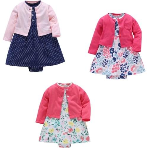 New Arrival Baby Girls 2-Piece Dress & Romper Sets, Baby Clothing Set, floral colorful bodysuits dress Free shipping