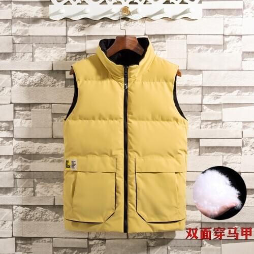 New Cotton Waistcoat For Mens Autumn And Winter Thicken Double Face Wear Warm Jacket Outside Wear Fashionable Shoulder Vest