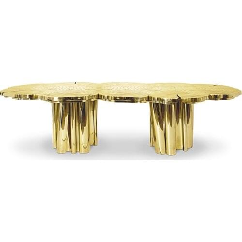 Dining Set High Quality Golden Restaurant Glass Dining Table