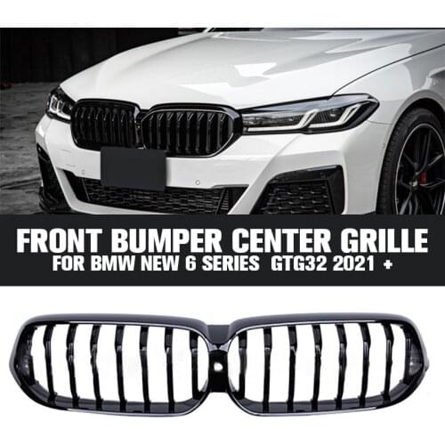 Car Front Bumper Center Grid ABS With Camera Hole Dual-line Did-net For BMW New 6 Series GTG32 2021+ Car Exterior Accessories