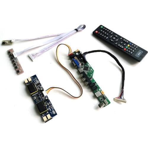 Fit LM170E02/LM170E03 4-CCFL LVDS 30-Pin VGA+Audio+USB+Remote 1280*1024 PC desktop 17" LCD screen controller board DIY kit