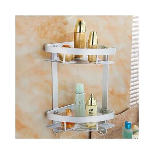 1/2 Tier bathroom shelf triangle/square storage rack shelf, Space Aluminum bathroom shelves racks wall mounted, Free Shipping