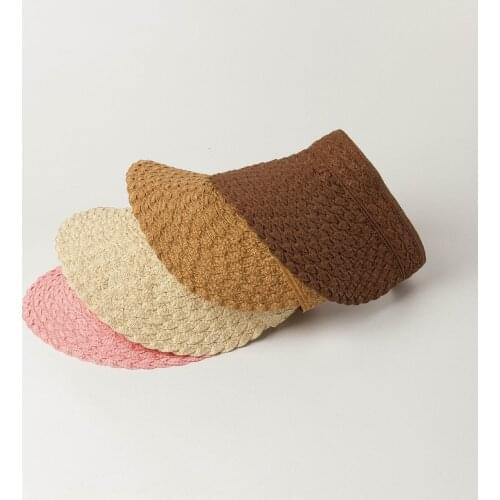 Casual Womens Summer Hat Sun Visor Solid Color Empty Top Wide Brim Hat Sun Protection Cap Female Sun Hats Beach Hat Straw Hat