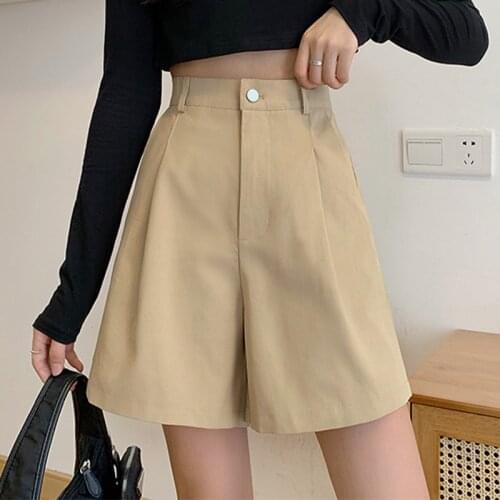 Fashion High Waist Women Shorts Casual Half- length Sashes Belted Women Loose Shorts Pockets 2021 Spring Summer