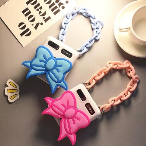 For Samsung f7070 mobile phone case zflip folding screen mobile phone case Korean bow light luxury rope female 5g tide