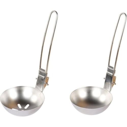 Picnic Folding Soup Ladle Stainless Steel Soup Ladle Colander Spoon Kitchen Outdoor Cooking Utensils Travel Baking Tools