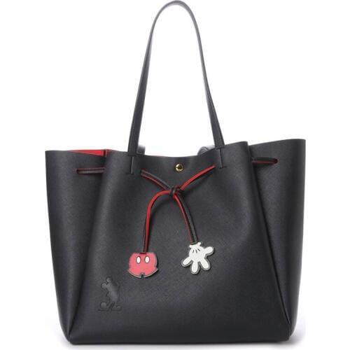 Disney Minnie Mickey Mouse Cartoon PU Bag Large Capacity Leisure Mummy Should Bag Outdoor Travel Fashion Handbag Lovely Gifts