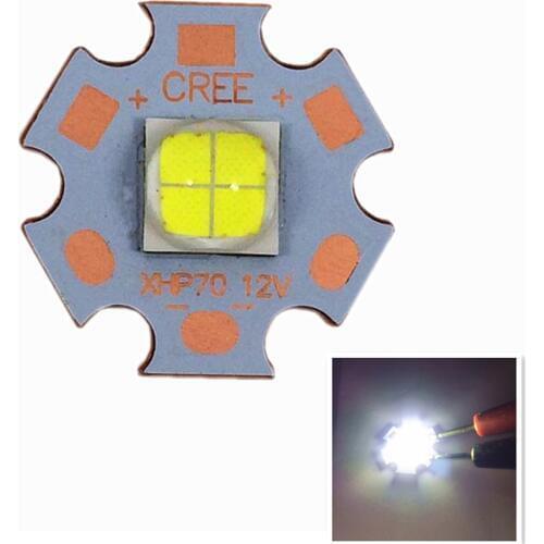 5pcs CREE XHP70 30W LED 4022LM 6V/12V four chips welding 16 20mm copper pcb Ultra-high brightness head lamp car bulbs coldwhite