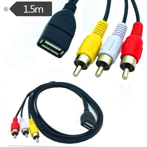 USB 2.0 Female to 3 RCA Male & Female Video A/V Practical Camcorder Adapter Great for AV equipment USB to 3rca Cable 1.5m