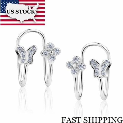 US STOCK 15% Off Uloveido Cute Butterfly Stud Earrings For Women Earings with Stones Bijouterie Jewelry Christmas Gift EH113