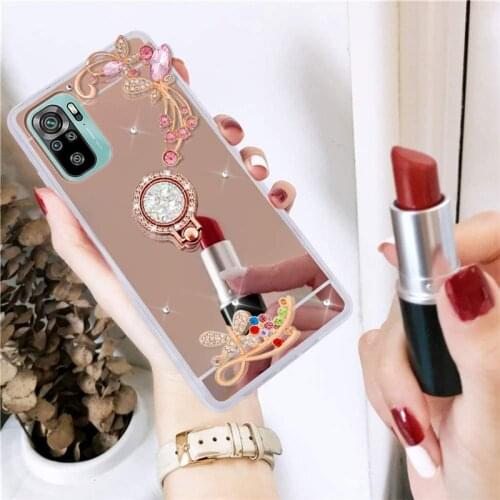 Holder Mirror Case Redmi Note 10s 10 9 8 Pro 9S 8T 9T 7 Soft Case for Xiaomi Redmi 9 9A 9C 7 7A 8 8A 9T Poxo X3 NFC Pro F3 Case