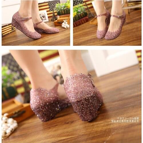 Female Summer Wedge Heel Non - Slip Fashion Rain Shoes Wear Korean Version Hollow - Out Birds Nest Shoes Platform Shoes