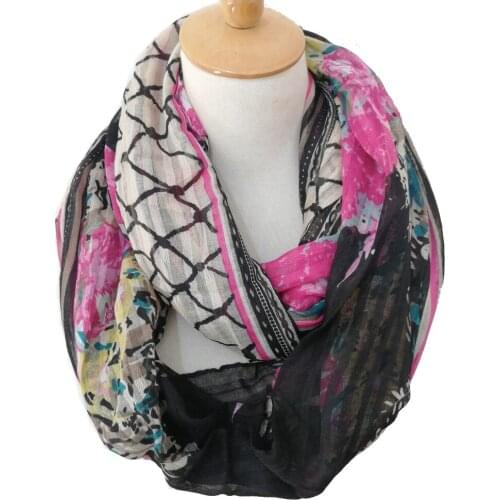 Lightweight 100% Viscose Infinity Scarves for Women Winter Warm Snood Shawl Wrap Designer Print Circle Loop Scarves
