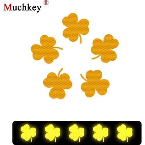 10Pcs Clover shape Reflective Strips Car Self Adhesive Reflector Stickers Motorcycle Bicycle Funny Decoration Decals