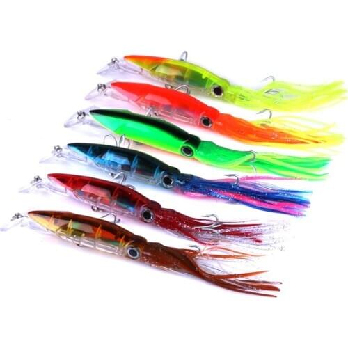 14CM Plastic Squid Tape Crankbait with Tassel Fishing Lures Tackle Fishing Bait