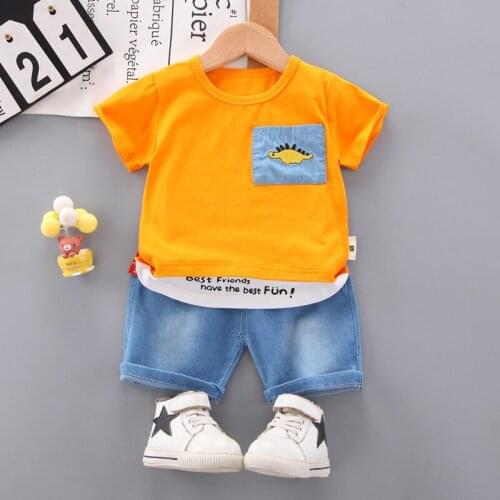 Baby Sets Boys/Girls Children Clothing 2021 Summer Fashion Casual Infant Cotton Kids Top+Denim Shorts 2pc Toddler Sports Outfits