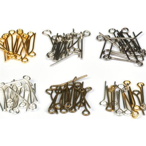 200Pcs/lot 16/20/24/30/35/40/45MM DIY Jewelry Pins Needles Gold/Silver/Rhodium/Bronze Plated Eye Pins Findings Eye Pin Headpins