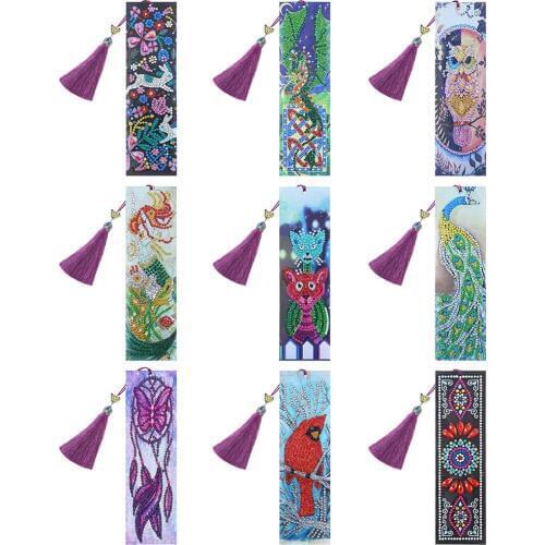 5D DIY Diamond Painting Leather Bookmark Tassel Bookmarks Diamond Embroidery DIY Craft Book Page Mark for Books Christmas Gift