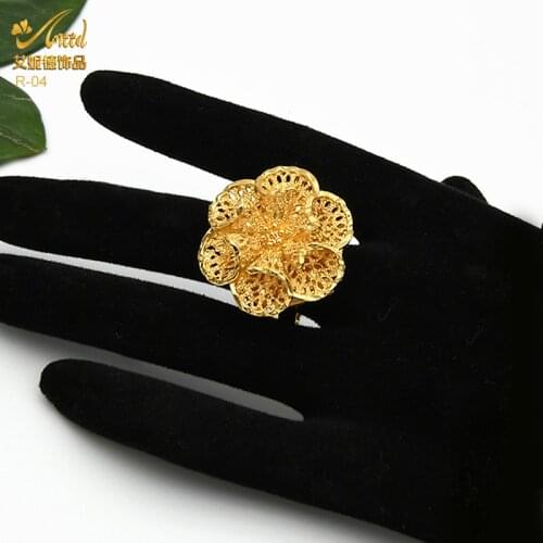 ANIID Wedding Ring Women 24K Gold Hawaiian African Jewelery Dubai Brazilian Luxury Jewelry Nigerian Wholesale Accessories Bride