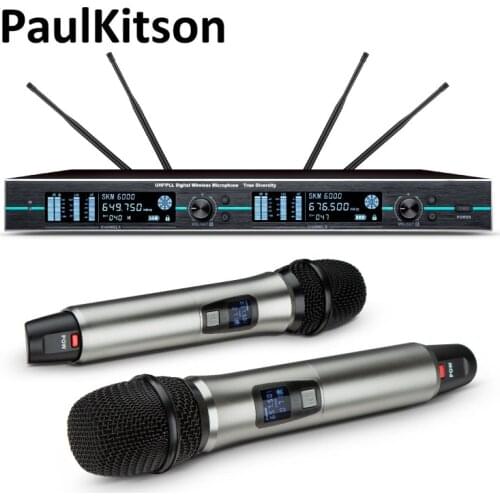 Paulkitson EU9200 True diversity digital wireless microphone system professional performance microphone UHF Dual Channel MIC