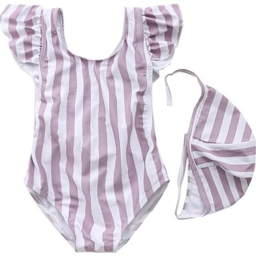 Twin Baby Clothing Summer Newborn Baby Girls Cotton Bodysuit Toddler Girl Stripe Sleeveless Swimsuit Boys Infant Jumpsuits + Cap