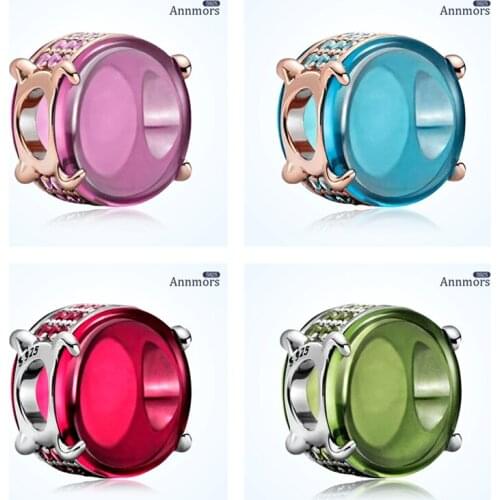 DIY Winding Square Glass Beads Bright Crystal Charm Fit Original Pandora Bracelet Charms 925 Sterling Silver for Jewelry Make